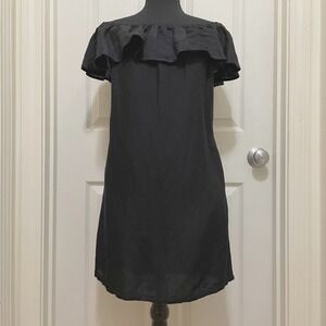 NEW Tommy Bahama St‎ Lucia Off Shoulder Mini Dress Linen Black Ruffle XXS XS S